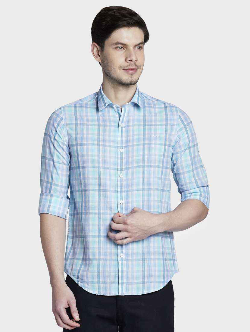 light blue checkered casual shirt - 17823000 -  Zoom Image - 0