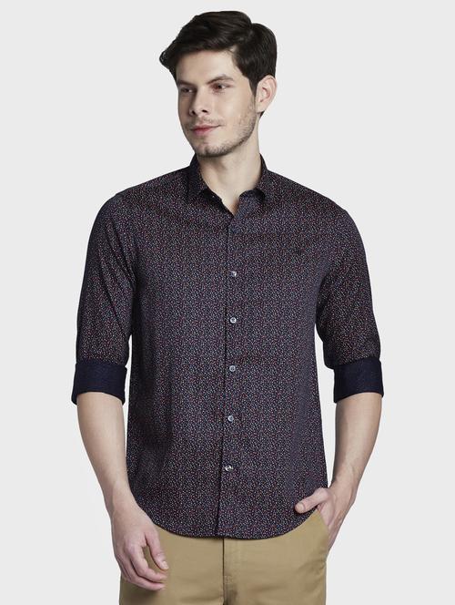 dark blue printed casual shirt - 17823004 -  Standard Image - 0