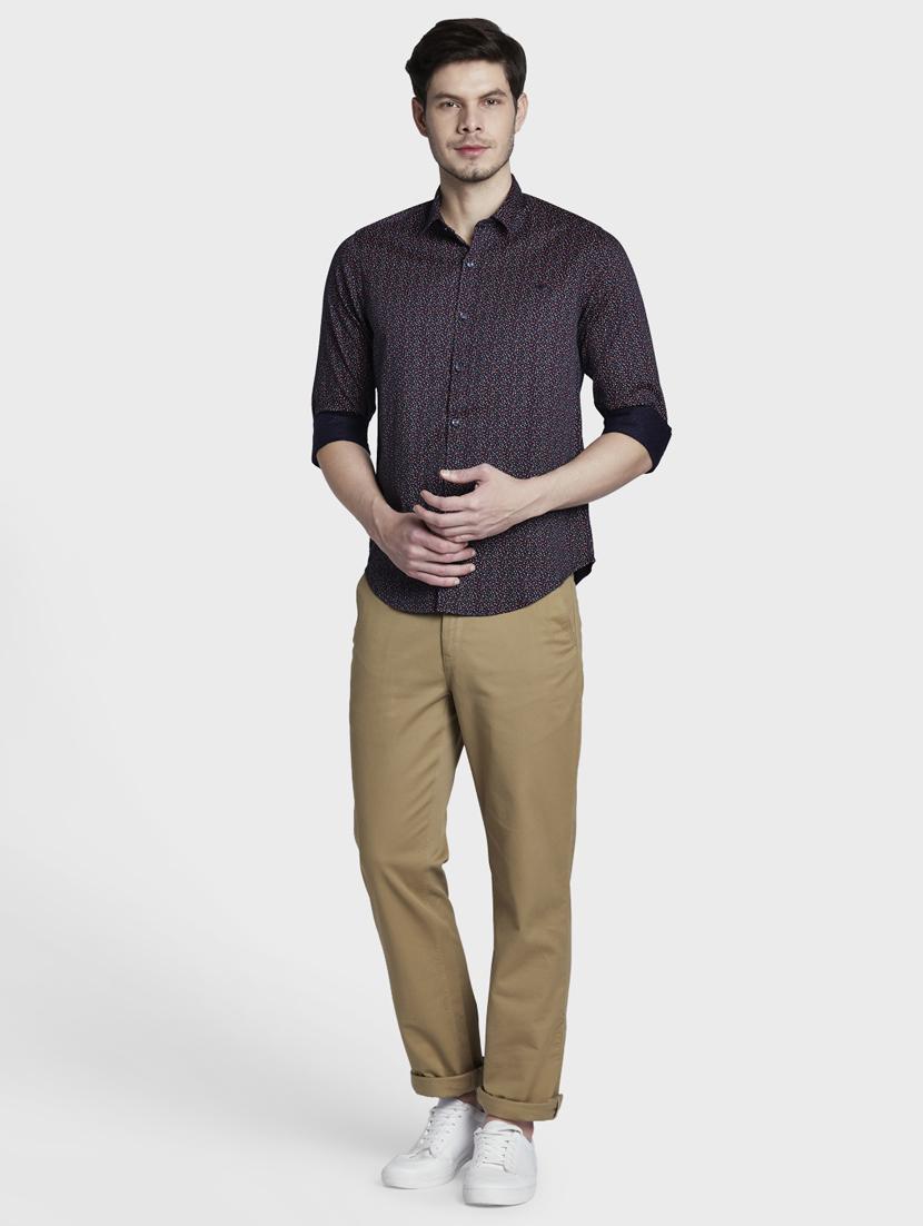 dark blue printed casual shirt - 17823004 - Standard Image - 3