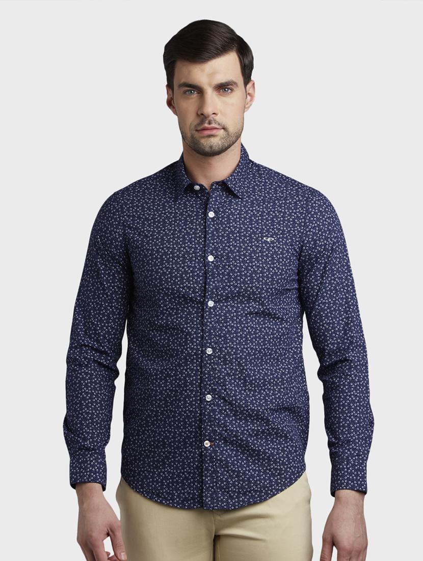 navy blue printed casual shirt - 17823018 -  Zoom Image - 0
