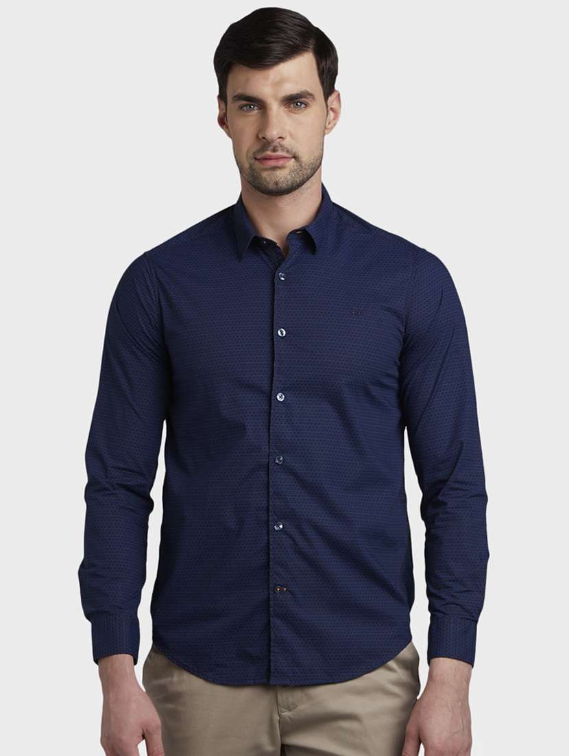 navy blue printed casual shirt - 17823020 -  Zoom Image - 0
