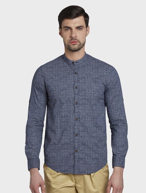 blue self design casual shirt - 17823021 -  Standard Image - 0