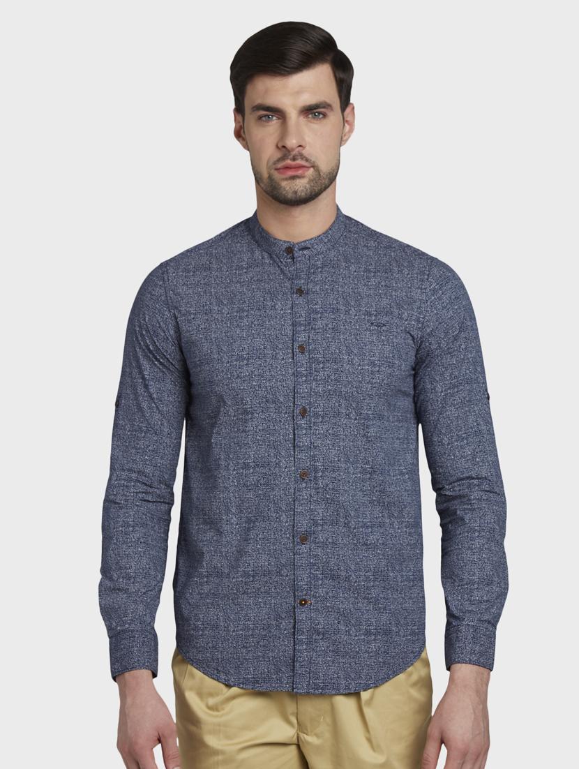 blue self design casual shirt - 17823021 -  Zoom Image - 0