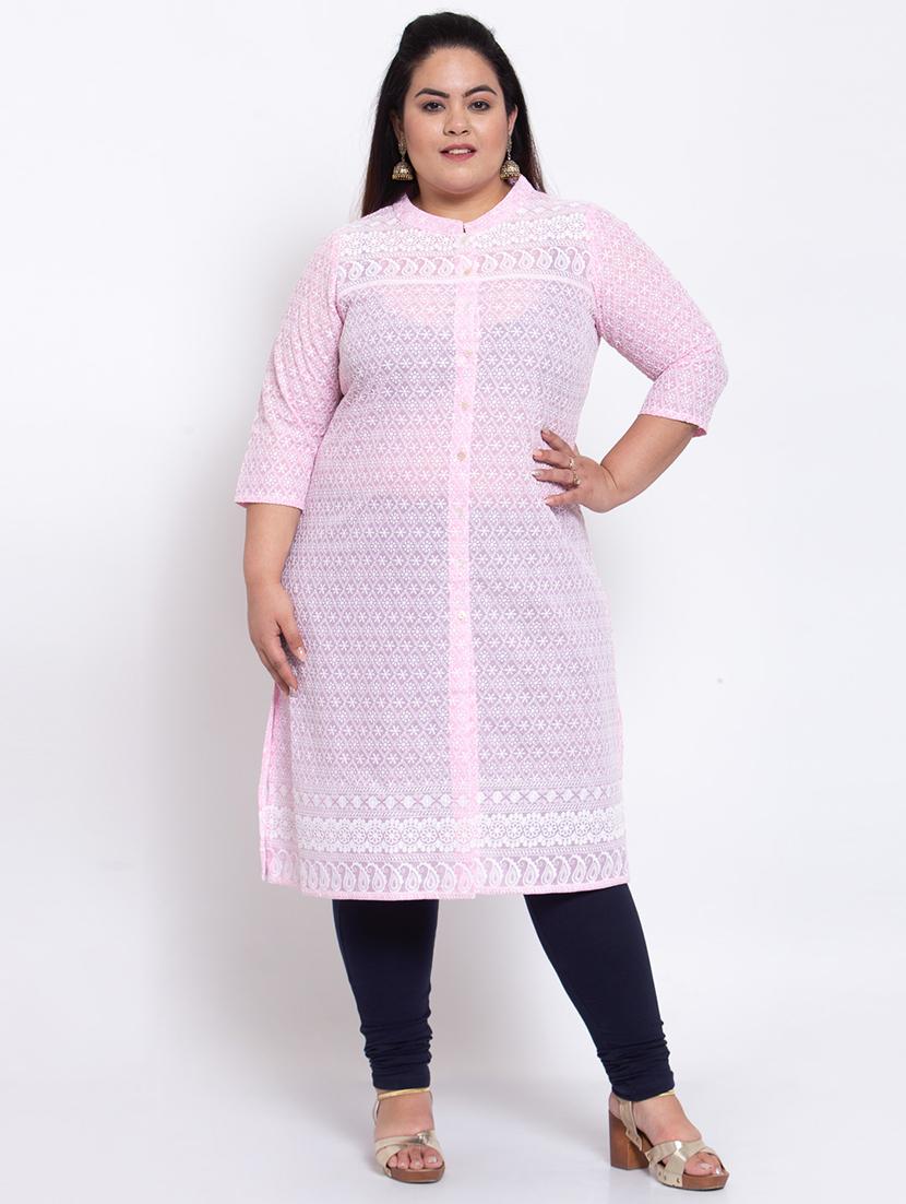 pink cotton aline kurta - 17823128 - Zoom Image - 0
