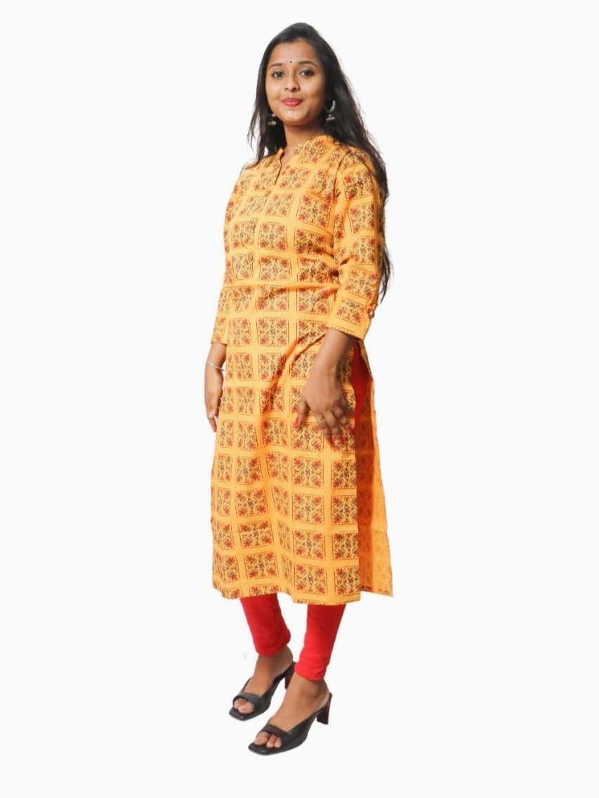 yellow cotton kurti - 17823508 - Zoom Image - 0