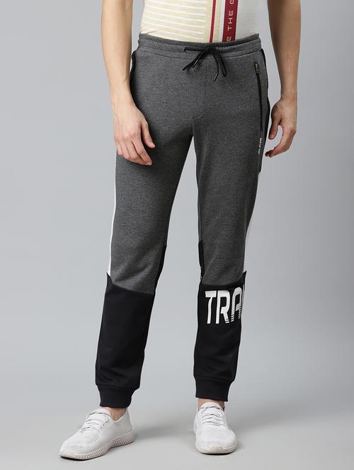 grey color block printed jogger - 17825397 - Standard Image - 0