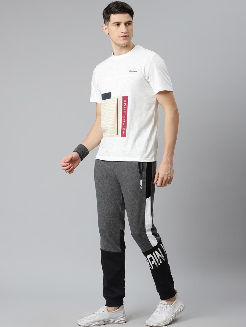 grey color block printed jogger - 17825397 - Standard Image - 3