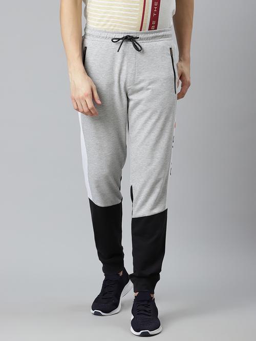 grey color block printed jogger - 17825399 -  Standard Image - 0