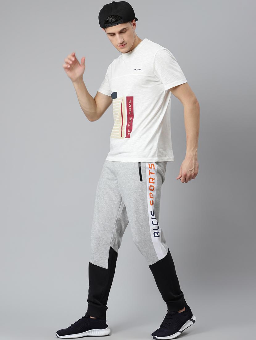 grey color block printed jogger - 17825399 - Standard Image - 3