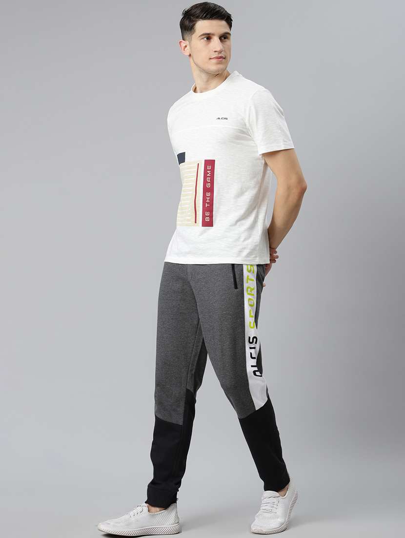 charcoal grey color block printed jogger - 17825400 -  Standard Image - 3