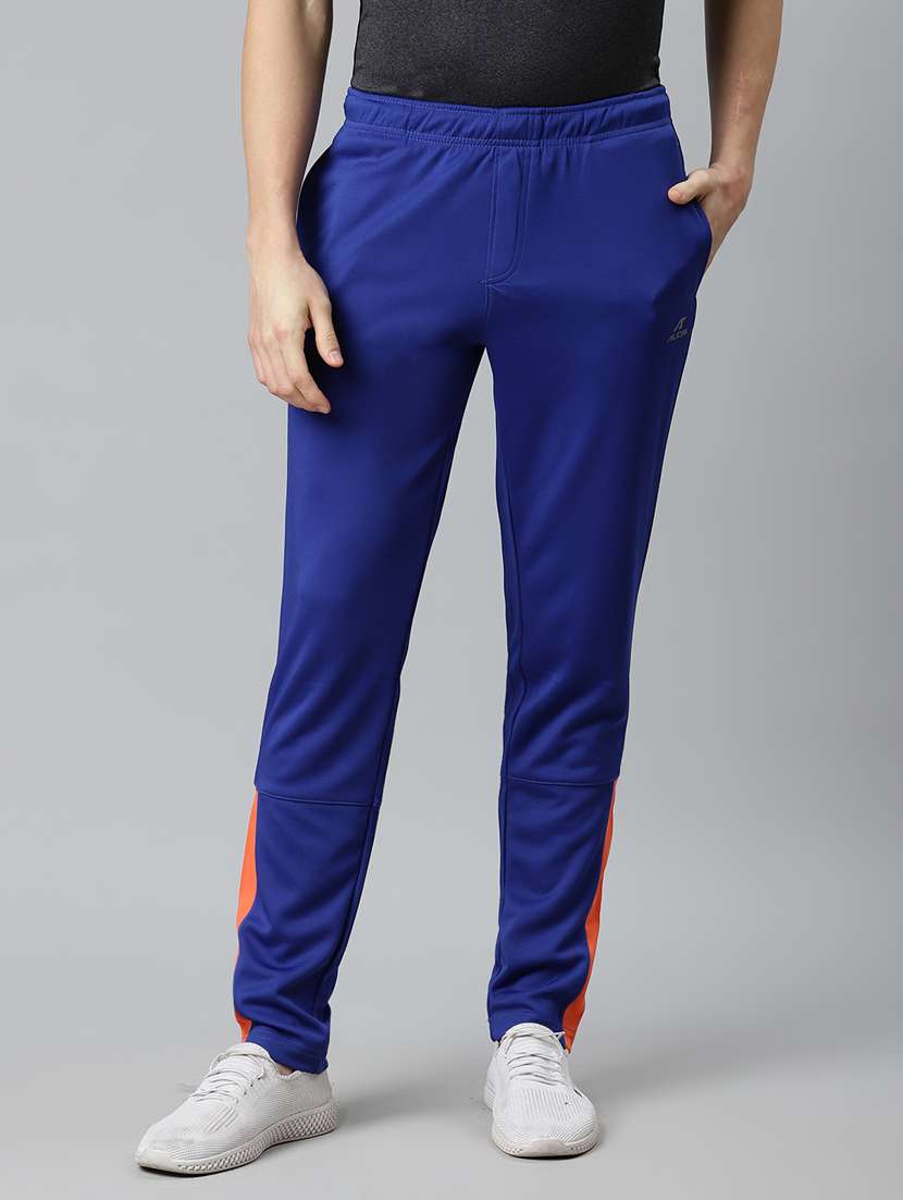 blue solid full length track pant - 17825429 - Zoom Image - 0