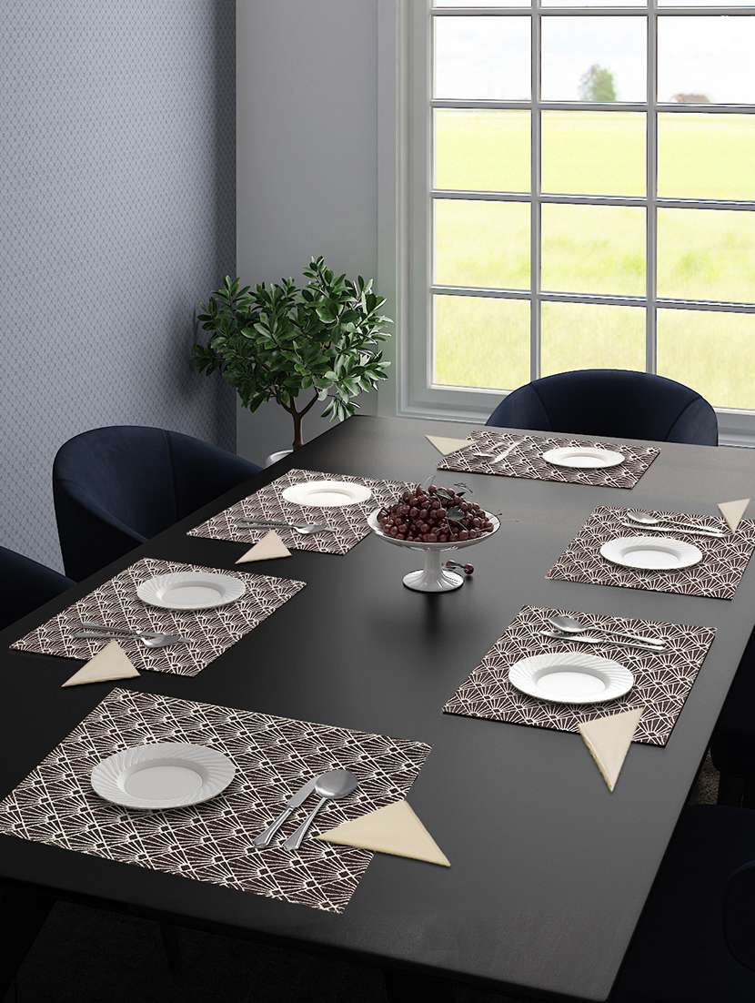 saral home cotton tablemat 6pc +  6pc napkin  set (33x48cm mat 40x40cm napkin