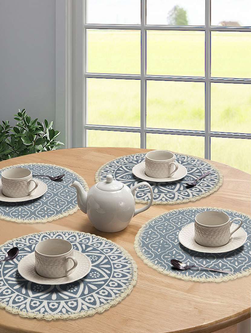 saral home cotton printed table mat - (pack of 4 pc, 38x38 cms)