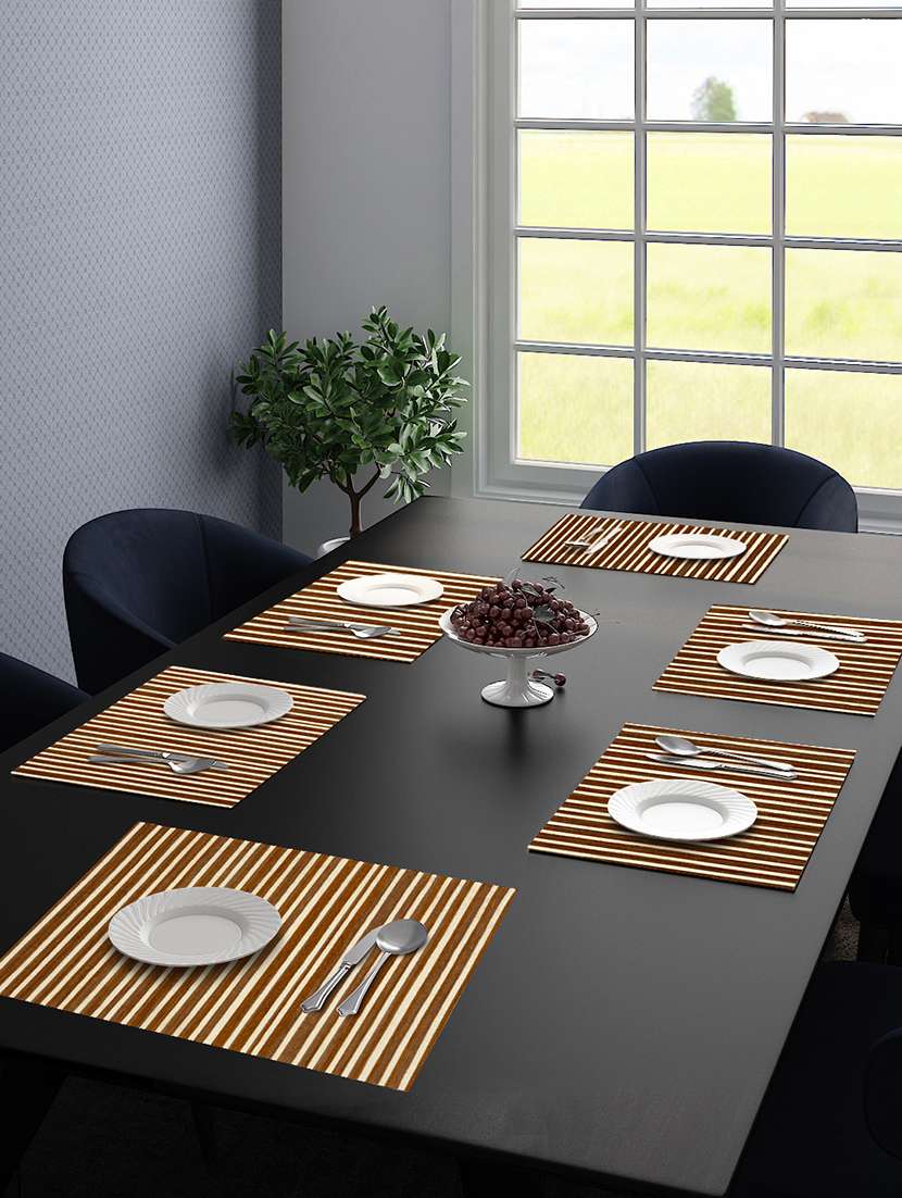 saral home unique quality viscose dining table kitchen placemats pack of 6 (34x45 cm, beige)