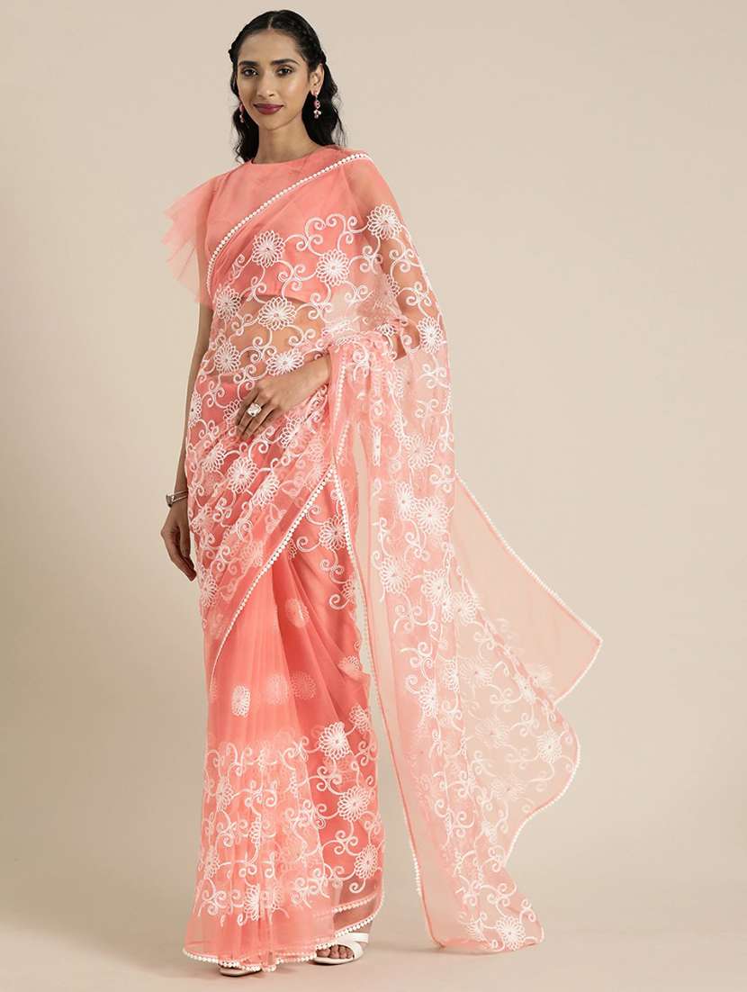 women's embroidered saree with blouse