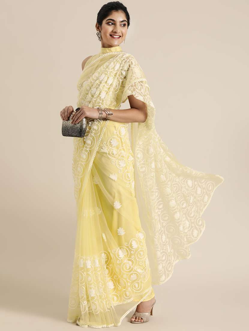 lace detailed net saree  with blouse