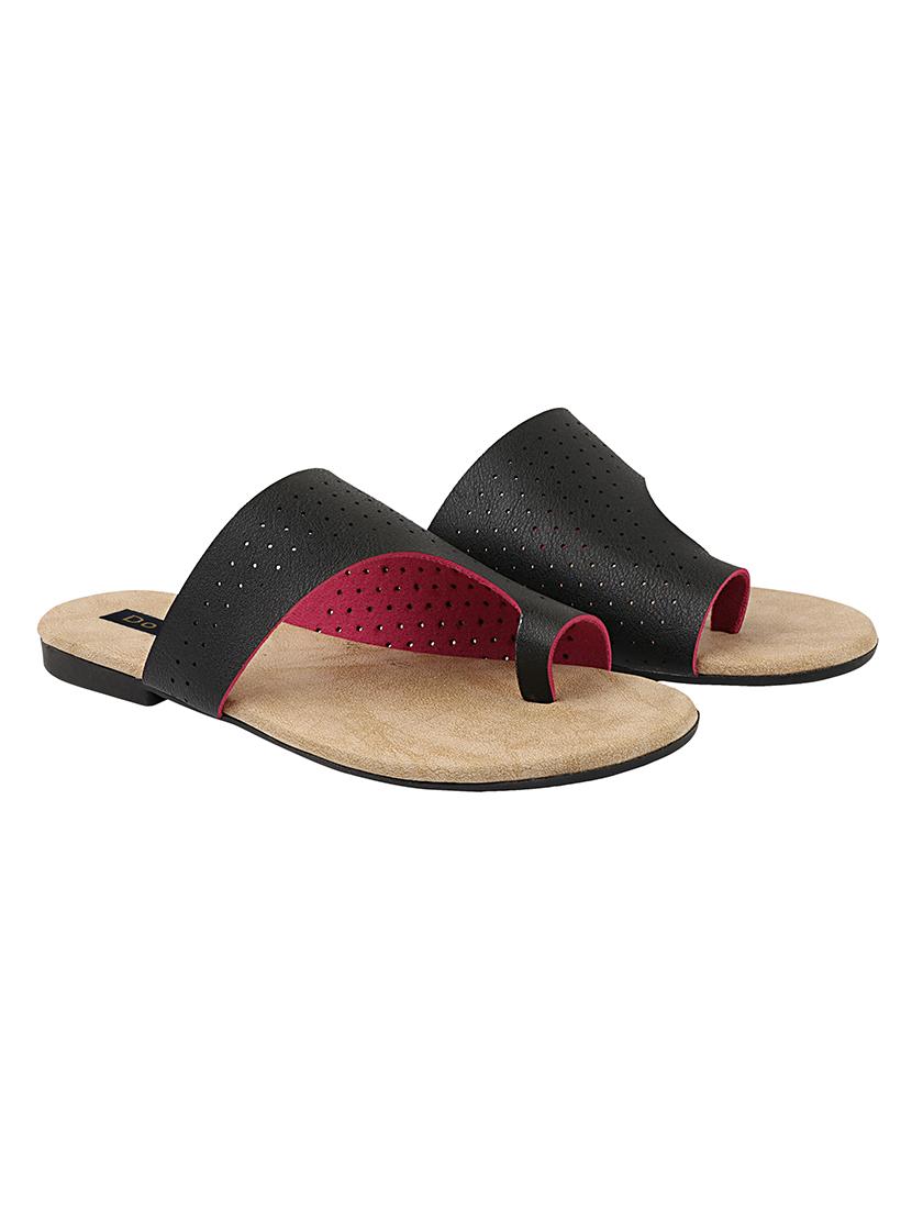black synthetic slip on sandals - 17828405 - Zoom Image - 0