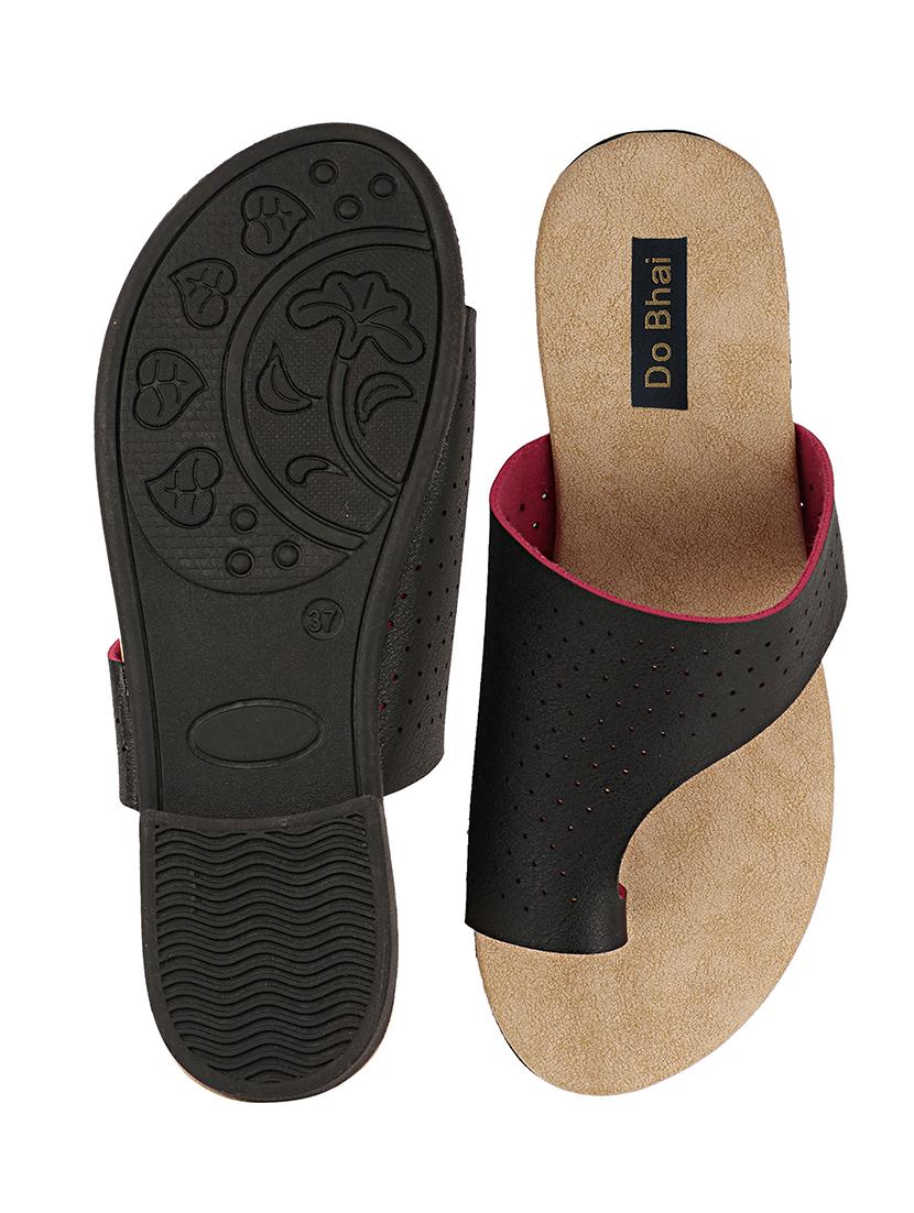 black synthetic slip on sandals - 17828405 - Standard Image - 3
