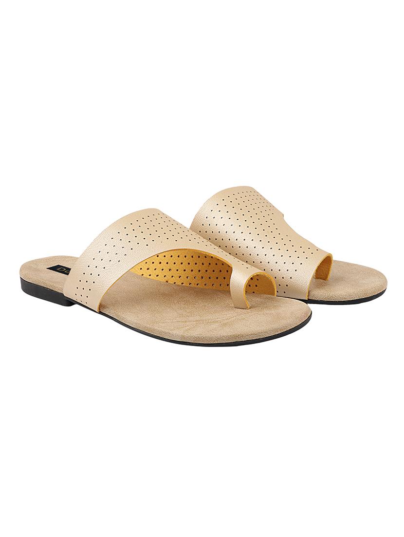 gold synthetic slip on sandals - 17828406 -  Zoom Image - 0