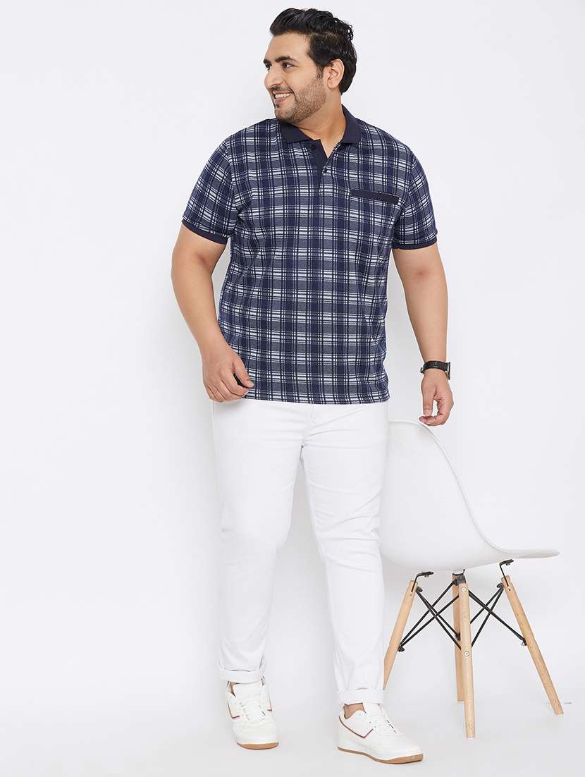 navy blue checkered polo t-shirt - 17828445 -  Standard Image - 3