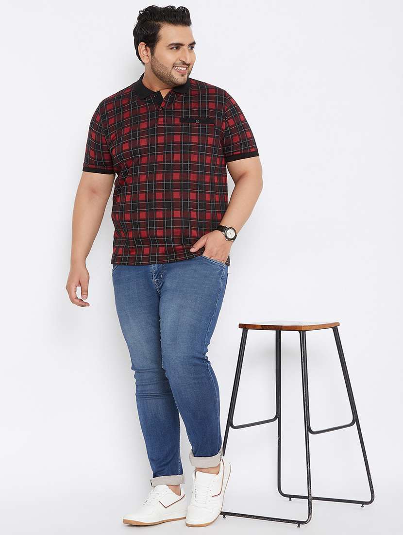 maroon checkered polo t-shirt - 17828447 - Standard Image - 3