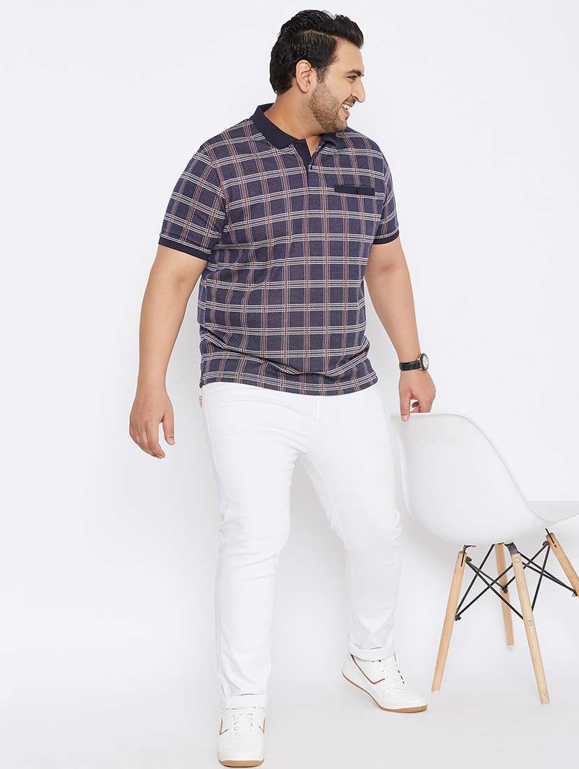 plus size navy blue checkered polo t-shirt - 17828449 -  Standard Image - 3
