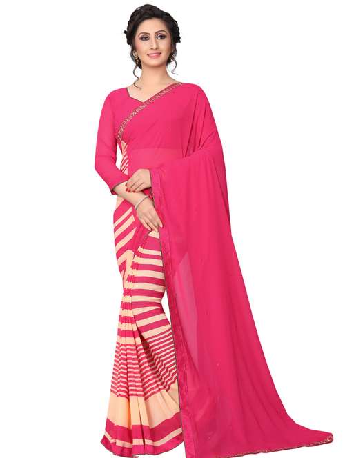 pink georgette half and half saree with blouse - 17828499 -  Standard Image - 0