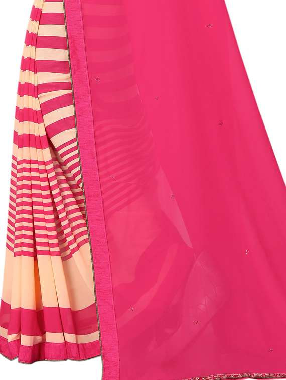 pink georgette half and half saree with blouse - 17828499 -  Standard Image - 3