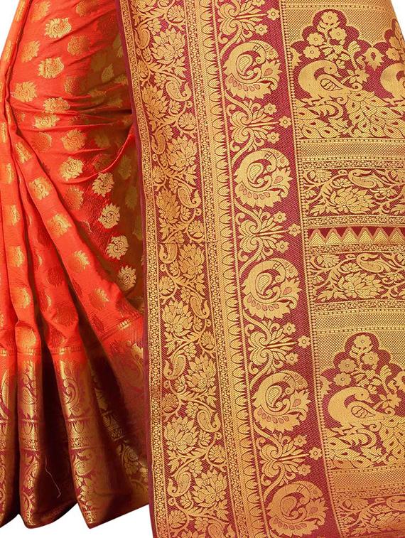 ethnic motifs kanjivaram saree with blouse - 17828695 - Standard Image - 3