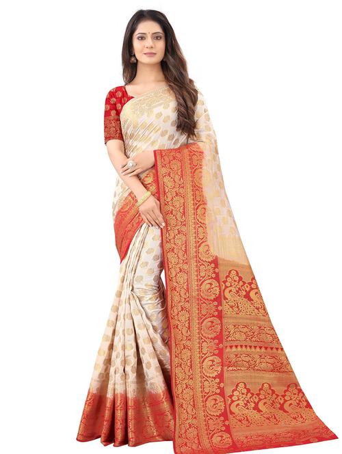ethnic motifs kanjivaram saree with blouse - 17828697 -  Standard Image - 0