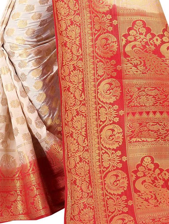 ethnic motifs kanjivaram saree with blouse - 17828697 - Standard Image - 3