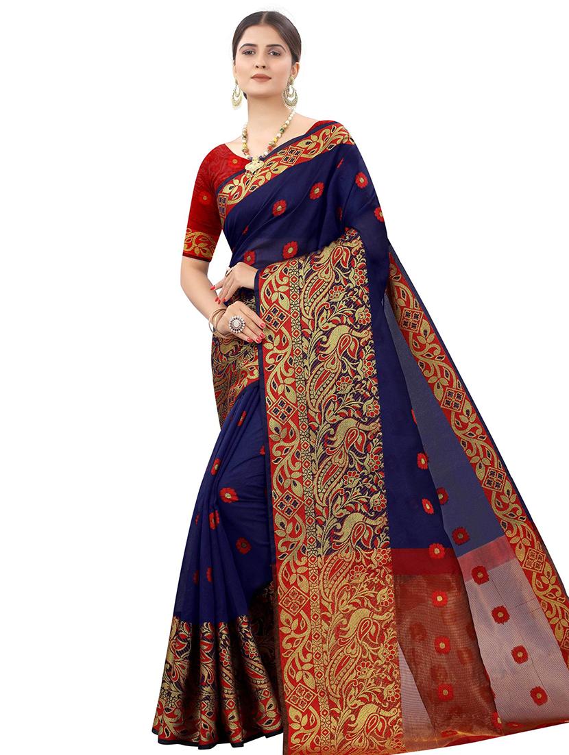 ethnic motifs chanderi saree with blouse - 17828699 -  Zoom Image - 0