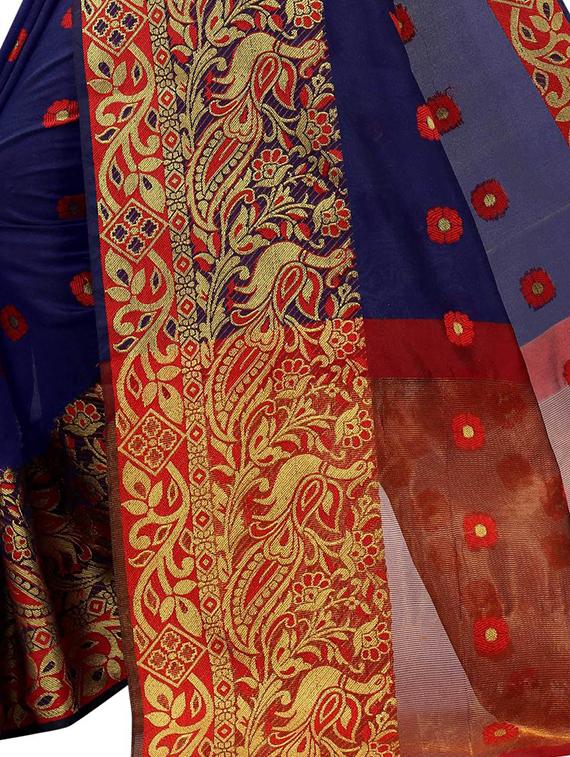 ethnic motifs chanderi saree with blouse - 17828699 - Standard Image - 3