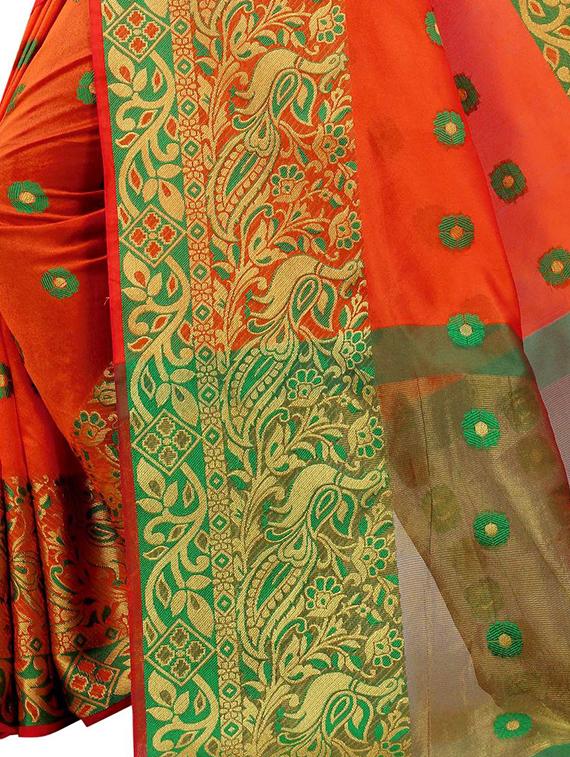 ethnic motifs chanderi saree with blouse - 17828701 - Standard Image - 3
