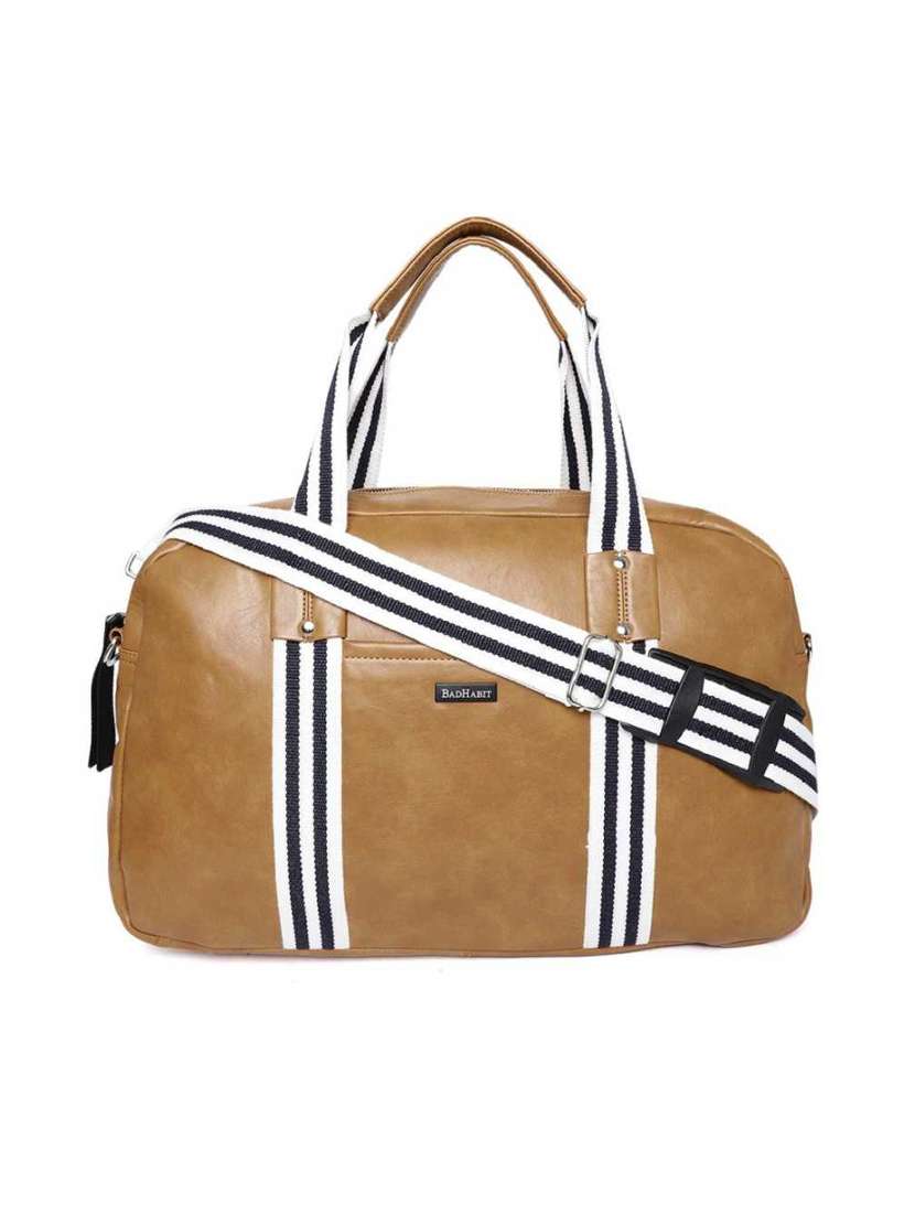 brown leatherette (pu) dufflebag