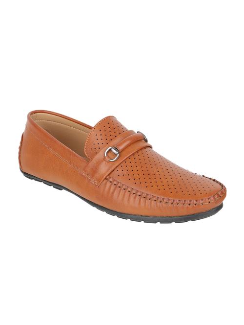 tan synthetic slip on loafers - 17832449 - Standard Image - 0