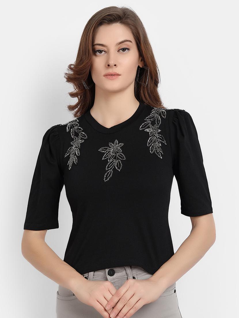women's crop round neck top - 17832516 - Zoom Image - 0