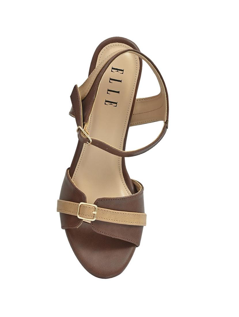 brown synthetic back strap sandals - 17832568 - Standard Image - 3