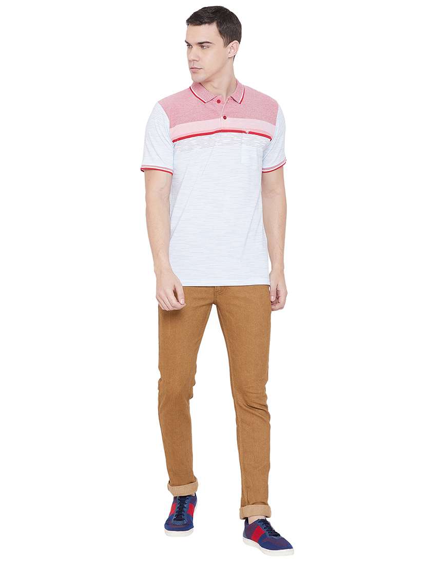 light blue self design polo t-shirt - 17833701 - Standard Image - 3