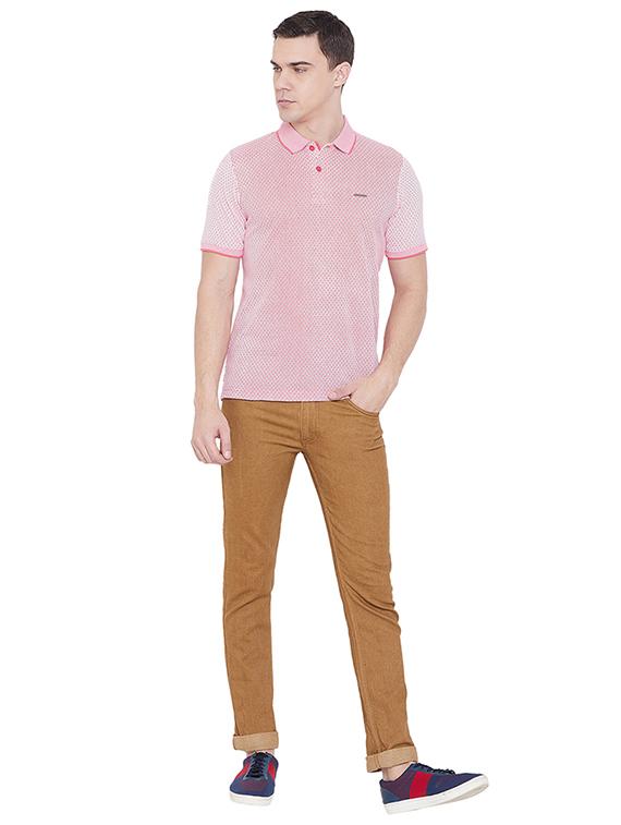 pink self design polo t-shirt - 17833707 - Standard Image - 3