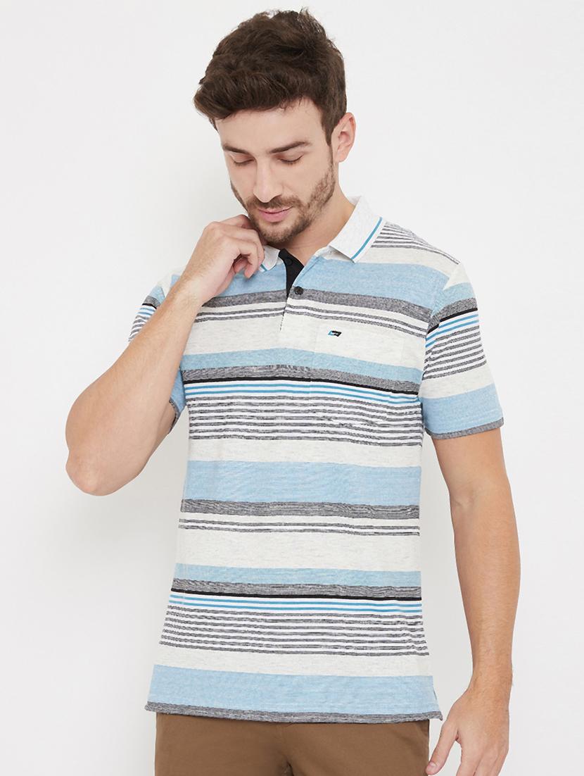 light blue striped polo t-shirt - 17833738 - Zoom Image - 0