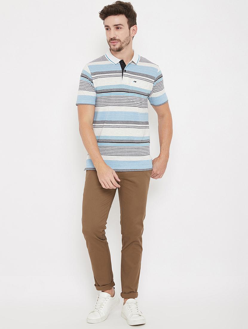 light blue striped polo t-shirt - 17833738 - Standard Image - 3