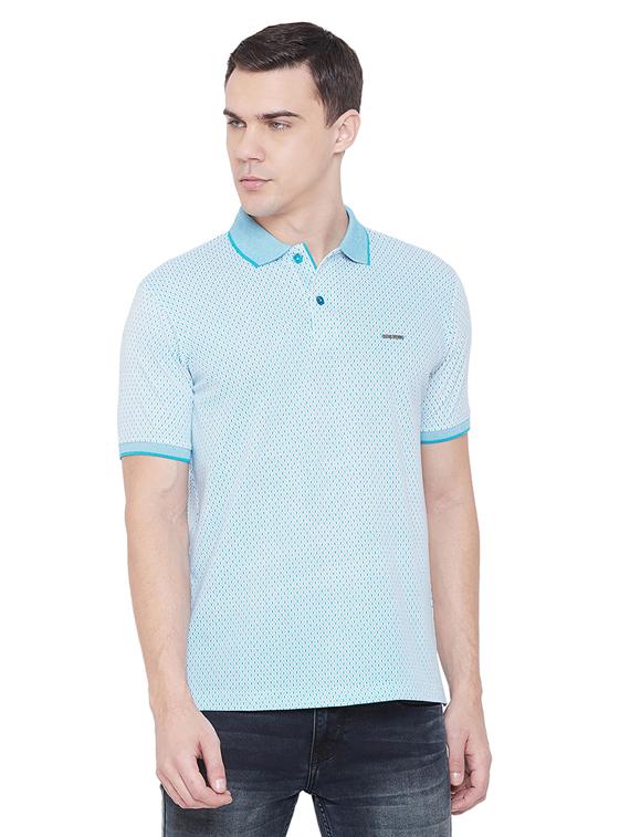 light blue self design polo t-shirt - 17833744 - Zoom Image - 0