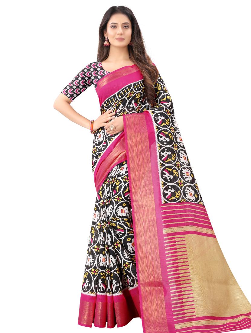 conversational printed saree with blouse - 17834334 - Zoom Image - 0