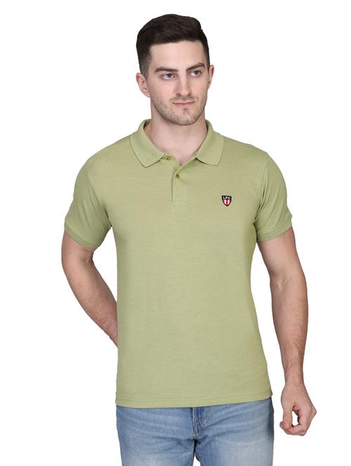 olive green solid polo t-shirt - 17834762 - Standard Image - 0