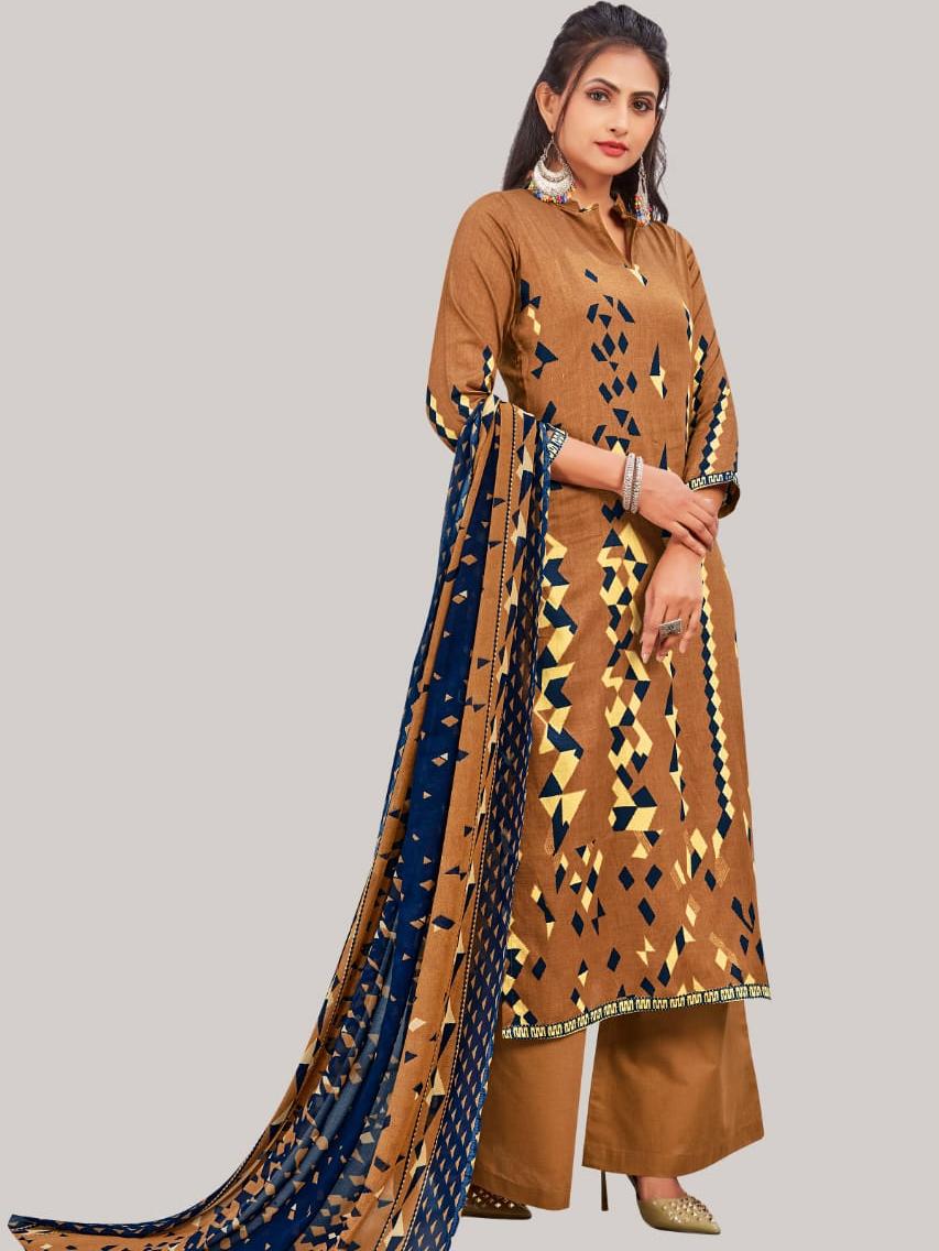 semi cotton printed unstitched suit - 17834784 - Zoom Image - 0