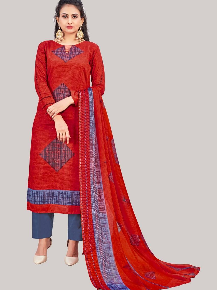 semi cotton printed unstitched suit - 17834790 - Zoom Image - 0