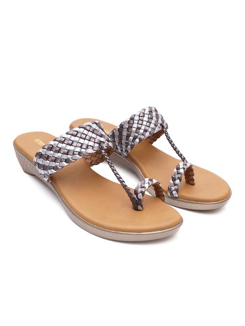 grey kolhapuri slipon sandals - 17835223 - Standard Image - 0