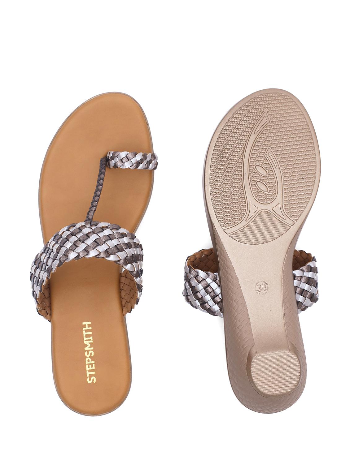 grey kolhapuri slipon sandals - 17835223 - Standard Image - 3