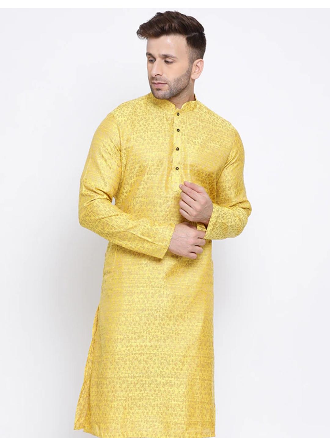 yellow lace kurta - 17835260 - Zoom Image - 0
